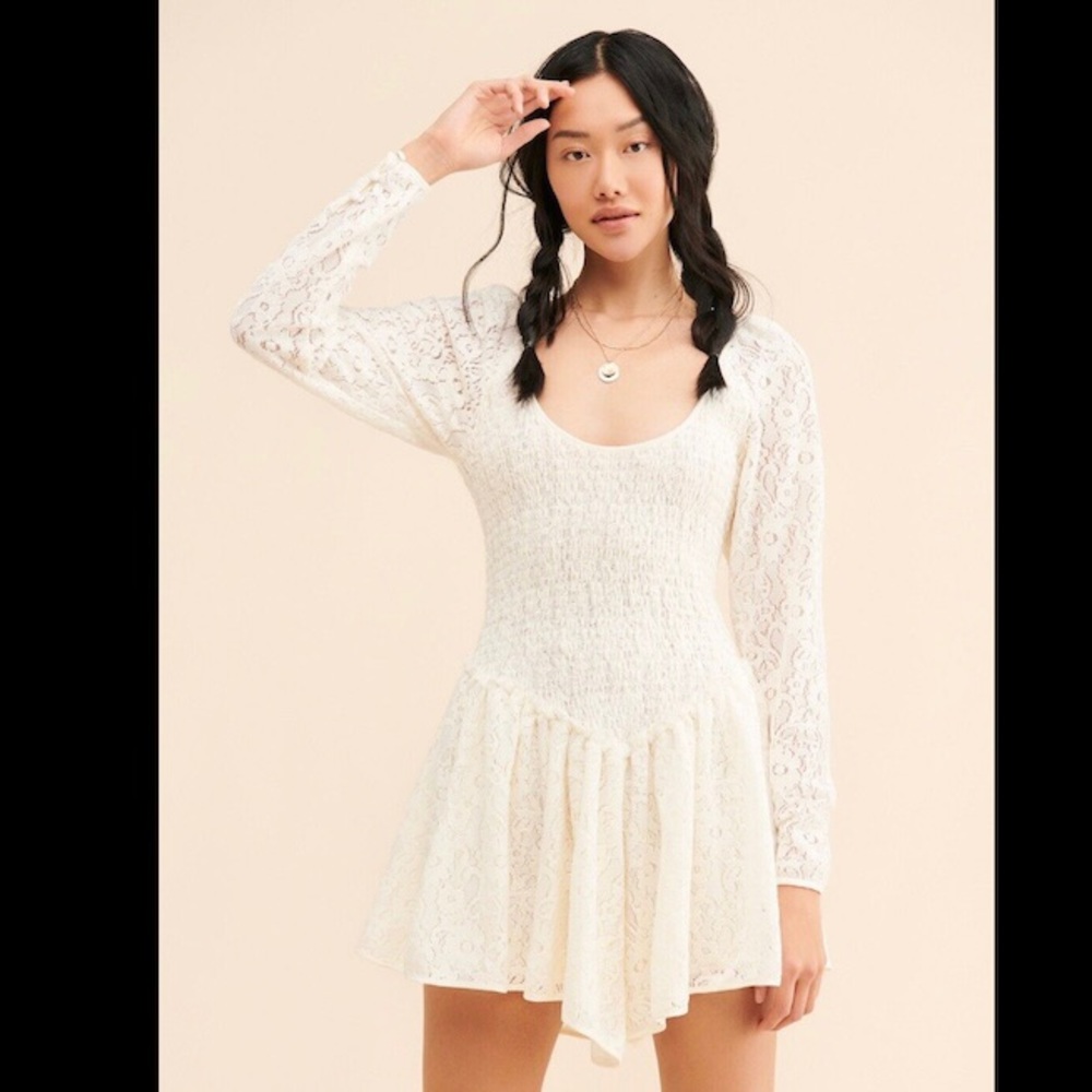 Free People Mini Lace Nina Dress in Ivory size M